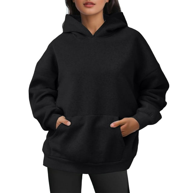 Cathalem Sweat à Capuche pour Femmes, Pull en Molleton, Tenues d'Automne, Noir m