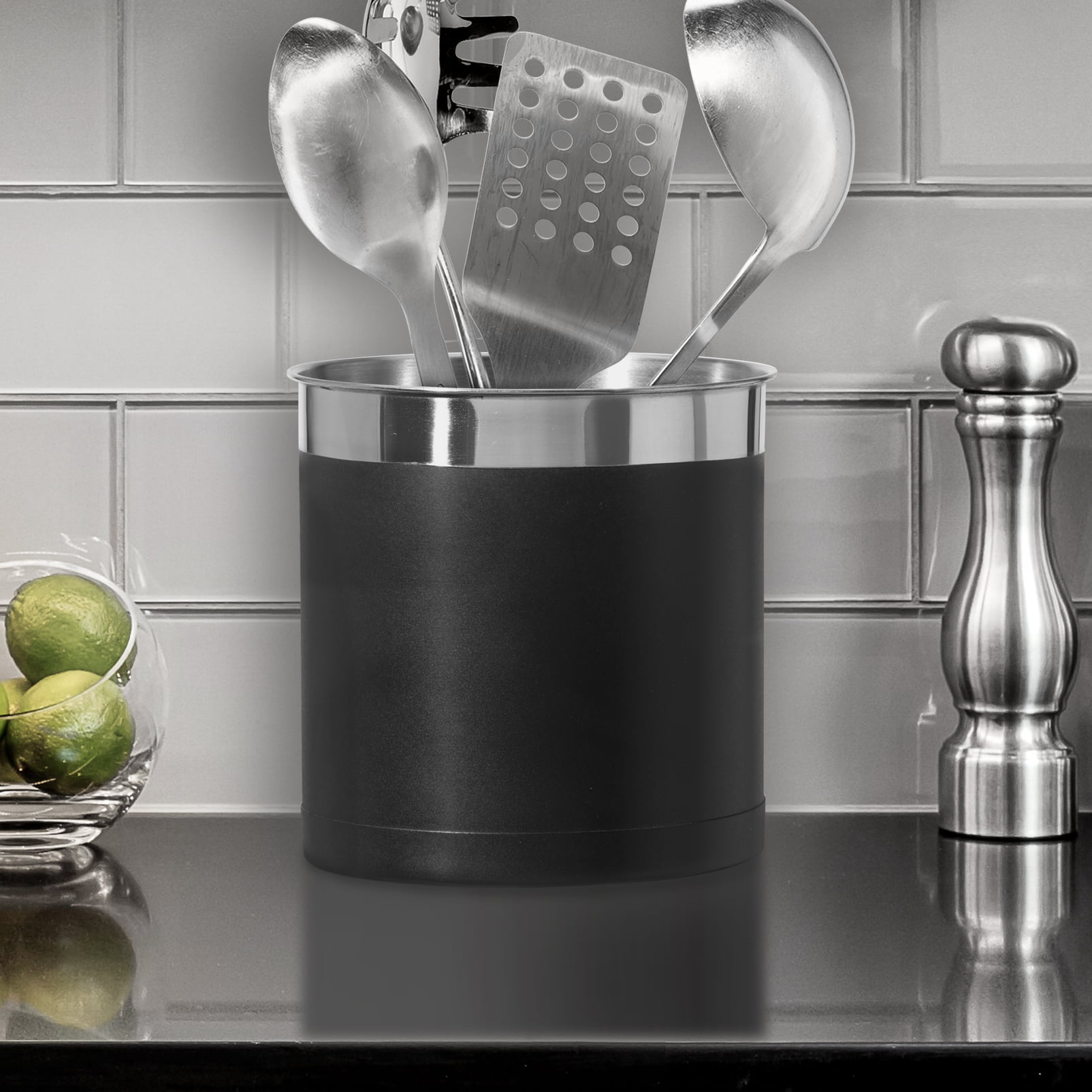 Stainless Steel Jumbo Utensil Holder (7" dia x 6.5" H)