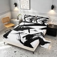 thumbnail image 2 of Manfei Abstract Brushstroke Queen Sheets, Black and White Queen Sheet Sets, Black Reversible 4-Piece1 Flat Sheet + 1 Fitted Sheet + 2 Pillowcases, 2 of 6