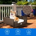 thumbnail image 4 of Dextrus Rattan Dog Bed with Cushion for Medium Small Dogs and Cats, Indoor Outdoor Pet Bed with Beige Cushion,24.8''L*19.7''W*9.8''H, 4 of 6