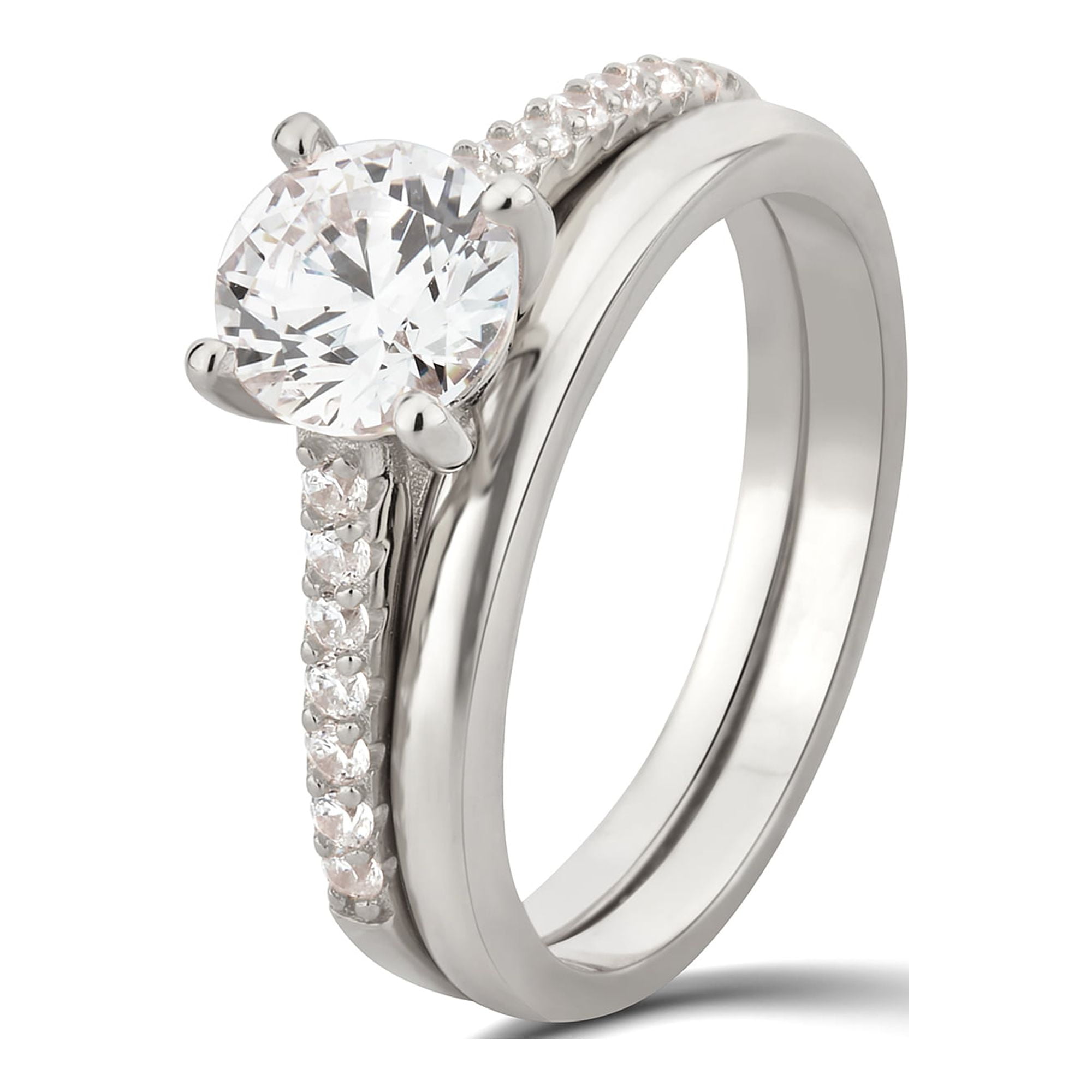 Arista 1.88 ct Round Swarovski Diamond Solitaire Women's Bridal Set in Sterling Silver