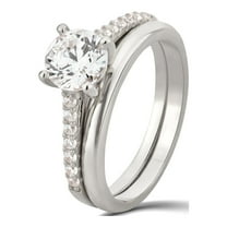 Arista 1.88 ct Round Swarovski Diamond Solitaire Women's Bridal Set in Sterling Silver