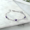 thumbnail image 3 of Gem Stone King 925 Sterling Silver Purple Amethyst and White Moissanite Tennis Bracelet for Women | 3.30 Cttw | Gemstone February Birthstone | Oval Checkerboard 7X5MM | 6 inch + 1 inch Extender, 3 of 4
