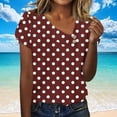 thumbnail image 4 of Nfurl Cap Sleeve Tops for Women Elegant Polka Dot V Neck T Shirts Casual Summer Tops Fitted Ladies Going Out Shirts Wine,Size S, 4 of 7