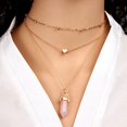 thumbnail image 3 of Sylvtty Necklace Hexagonal Rhomboid Faux Crystal 3 Layers Women Heart Beads All Match Choker for Wedding, 3 of 8