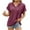Burgundy, variant on Wyobmus Women's Casual Summer Hoodies Rolled Short Sleeve Drawstring Hooded Tops Buttons Front V Neck Cute Pullover T-Shirts Tops S-2X Blue