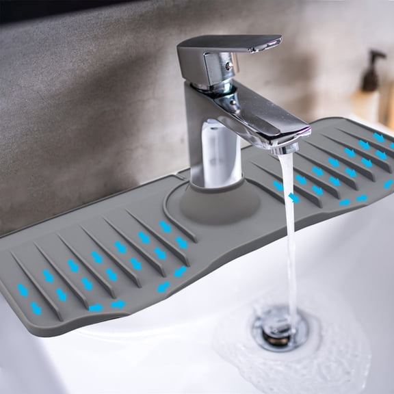 Kitchen Faucet Sink Splash Guard, Silicone Faucet Water Catcher Mat – Sink Draining Pad Behind Faucet, Rubber Drying Mat for Kitchen & Bathroom Countertop Protect