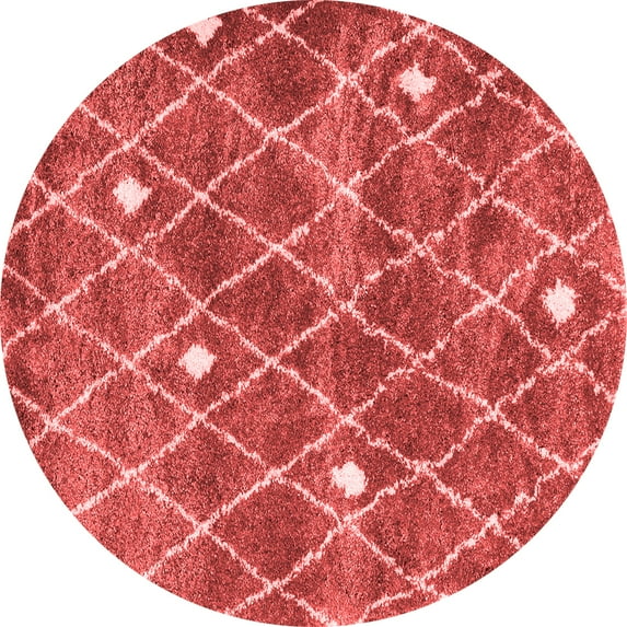 Ahgly Company Indoor Round Trellis Red Modern Area Rugs, 8' Round