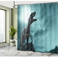 thumbnail image 4 of Ambesonne Dinosaur Shower Curtain, Roaring T Rex Model Art, 69"Wx75"L, Cadet Blue Charcoal Grey, 4 of 4