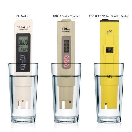 LCD Digital TDS-3 EC Water PH Pen Meter Tester Temperature Monitor Tool, TSV 3 in 1 Water Quality Test Meter Set, High Accuracy Pen Type Water Tester, Best for Fish Tank, Pool, Pond, Drinking