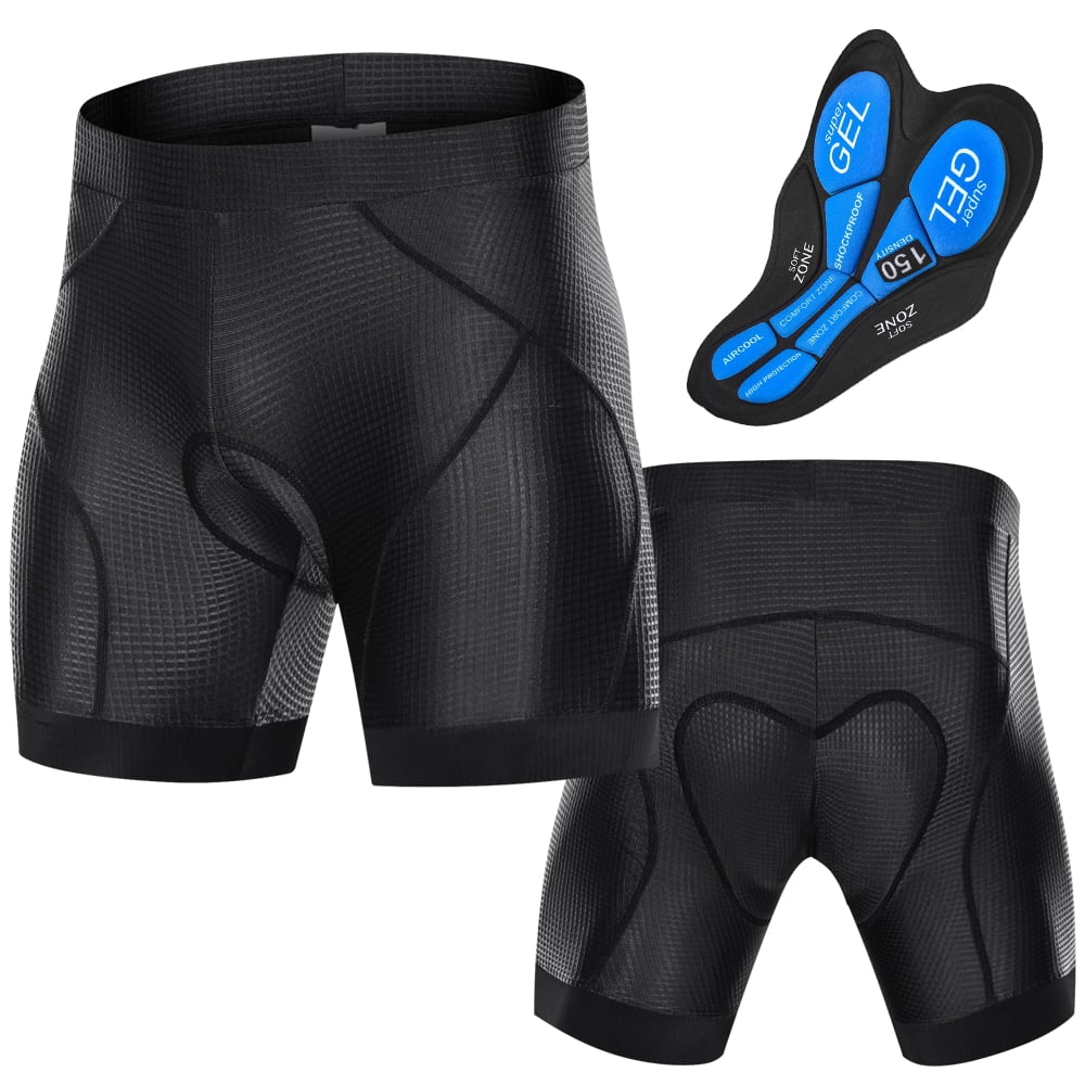 Men Bike Padded Shorts with -Slip Leg Grips Cycling 3D Padded Underwear ...