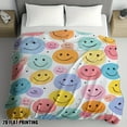 thumbnail image 5 of 1 Piece Super Soft Happy Smiling Face Flannel Blanket Relax All Year Round Winter, Office Decoration Happy Design, 5 of 7