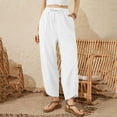 thumbnail image 2 of Ladies Cropped Sweatpants with Crossed Cuff Detail and Pockets Comfortable Straight Leg Casual Cotton Trousers, 2 of 9