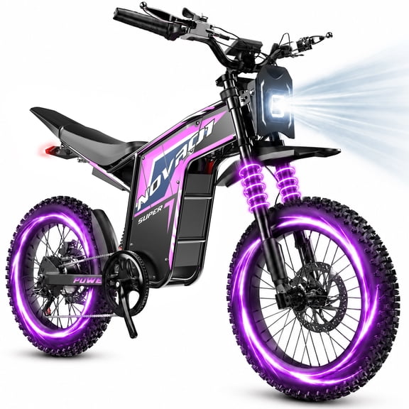 Electric Bike for Adults & Teens, 52V 30Ah Battery, 70-100 Miles Range, 750W Motor, 19" Fat Tires, Full Suspension, Hydraulic Disc Brakes, Class 2, Purple