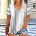 thumbnail image 4 of ITSAME Womens Plus Size Blouses, Short Sleeve Striped Print V-Neck Fashion Casual T-Shirts with Sequin Gray Size 2XL, 4 of 6