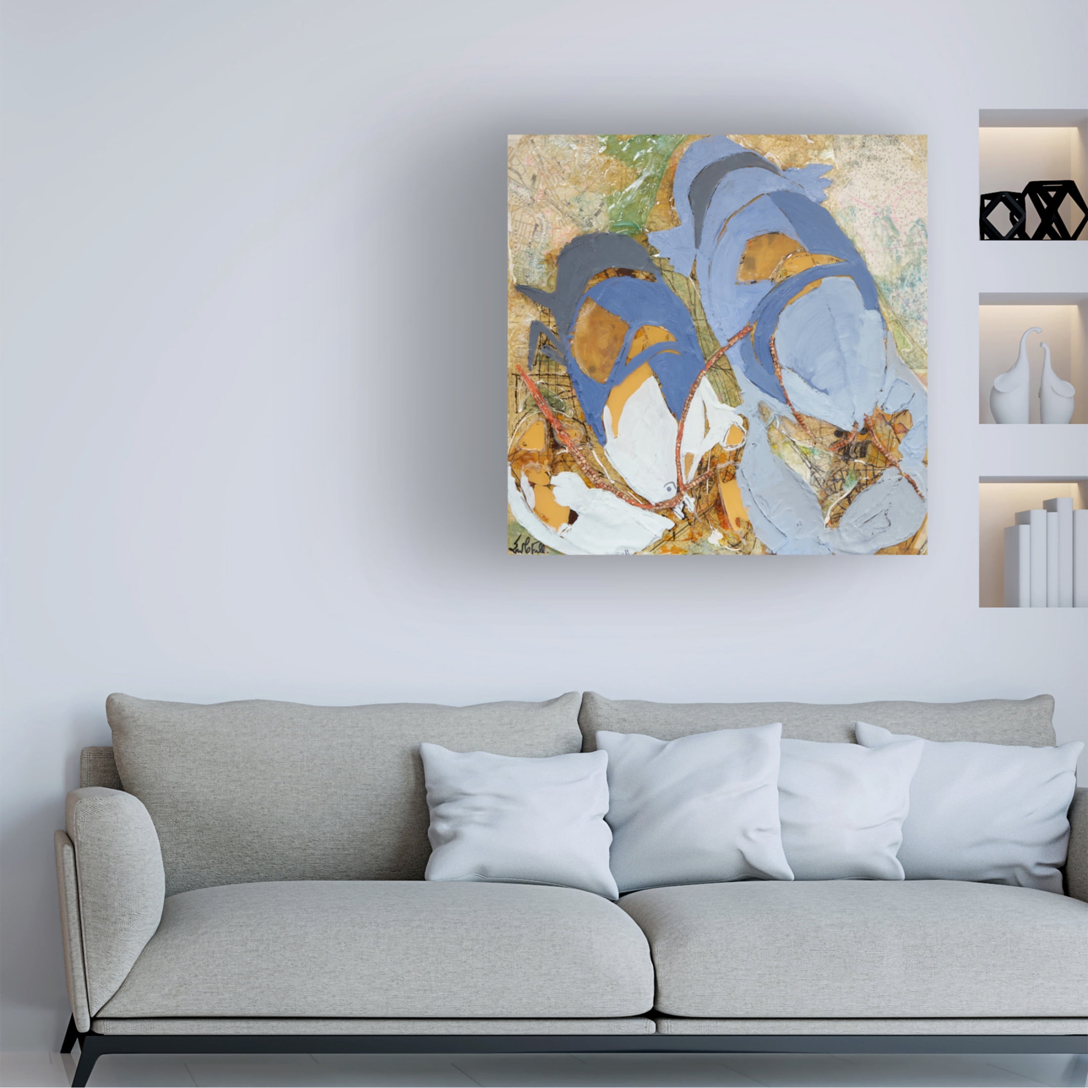 Canvas Wall Art - Erin McGee Ferrell 'Blue Lobsters' Wall Art for Living Room, Bedroom, or Office Décor by Trademark Fine Art - 14 x 14 Inches