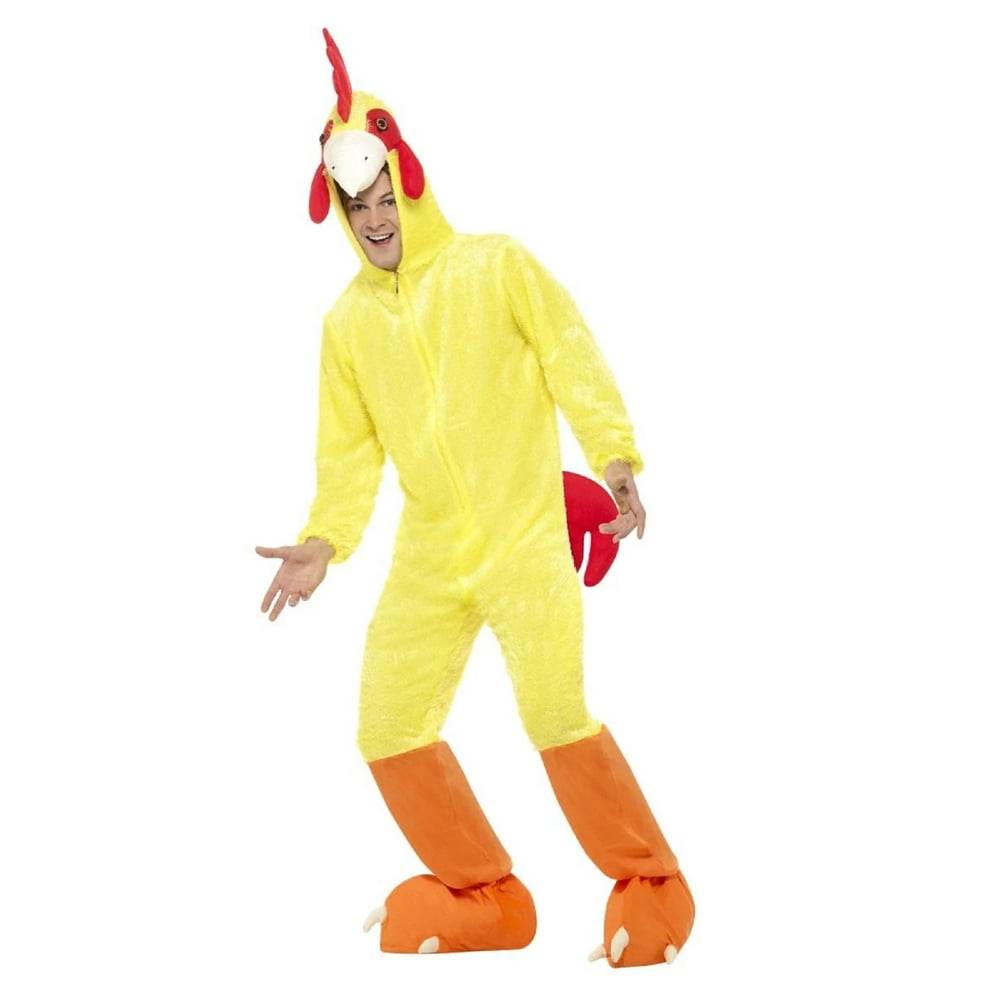 40" Yellow and Red Chicken Men Adult Halloween Costume Medium