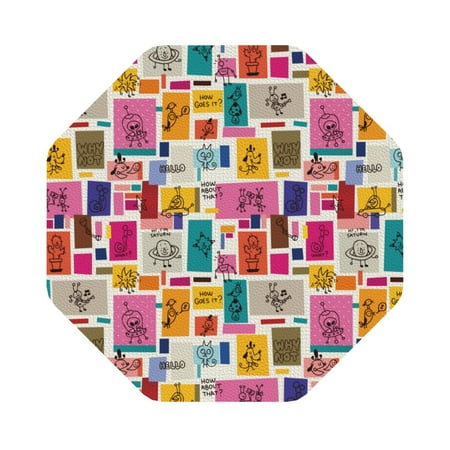 

Disketp Cute Doodles Funny Coasters 6 Pcs Leather Coasters with Holder Perfect Housewarming Hostess Gifts Protect Furniture from Water Marks Scratch and Damage