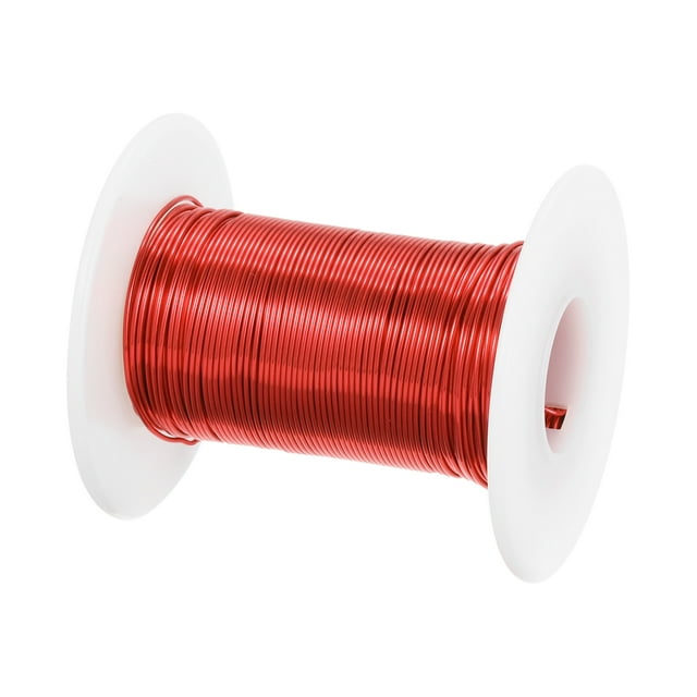 Fil Magnétique 0.6mm 131 Pieds Émaillé Enroulement Magnétique Fil de Cuivre 100g, Rouge