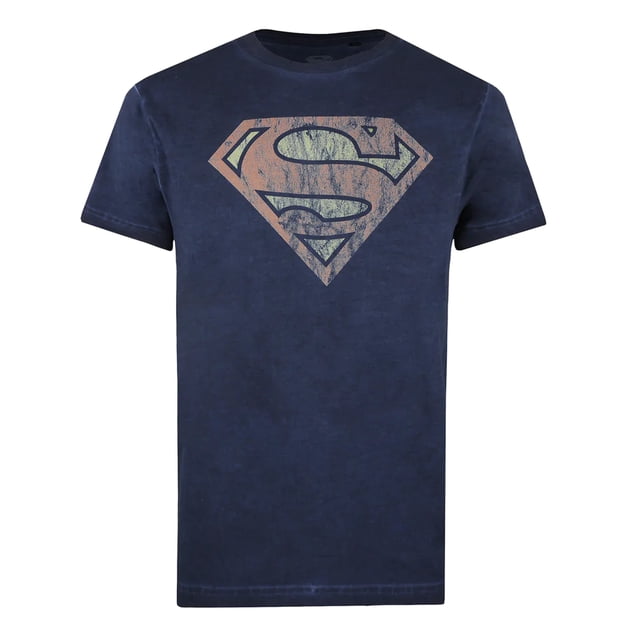 Superman - Camiseta Vintage para Hombre (Marino)
