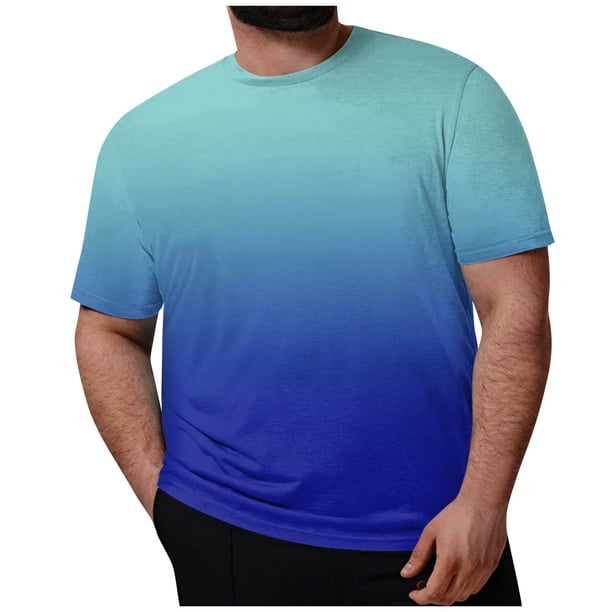 Plus Size Mens Casual Round Neck Printed Short Sleeve T-Shirt Blouse Tops 7XL