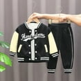 thumbnail image 3 of Alvivi Baby Boys Baseball Sport Outfits Toddler Shirt+Button Down Jacket+Trousers Athletic 3pcs Clothes Set Black 3-4 Years, 3 of 7