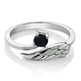 thumbnail image 2 of Gem Stone King 925 Sterling Silver Black Onyx Ring for Women (0.22 Cttw, Round 4MM, Gemstone Birthstone, Available in Size 5, 6, 7, 8, 9), 2 of 3