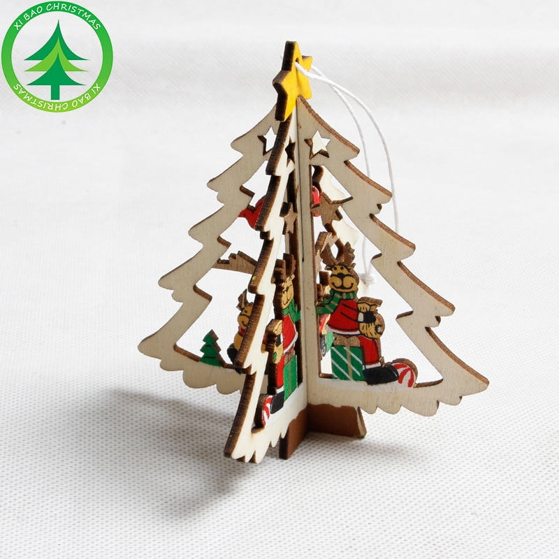 Natural Wood Christmas Tree Ornaments