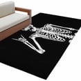 thumbnail image 2 of Funny Skeleton Washable Area Rugs 4'x6', Black Skull Horror Night Abstract Art Low Pile Throw Living Room Rug Non-Slip Sturdy Edge Binding Carpet for Indoor Entryway Bedside Kitchen, 2 of 9