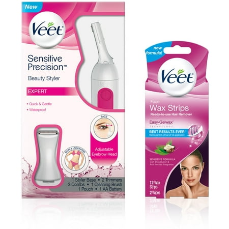 Buy 2 Pack - VEET Facial Hair Remover Kit With Face Wax Strips 12cnt &  Sensitive Precision Trimmer Beauty Styler for Eyebr Online at Lowest Price  in Ubuy Saint Helena, Ascension and