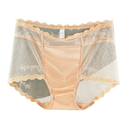 

XINSHIDE Women Summer Panties Lace Sexy Mesh High Waist Ultra Thin Belly Ice Silk Briefs Women Panties Sexy