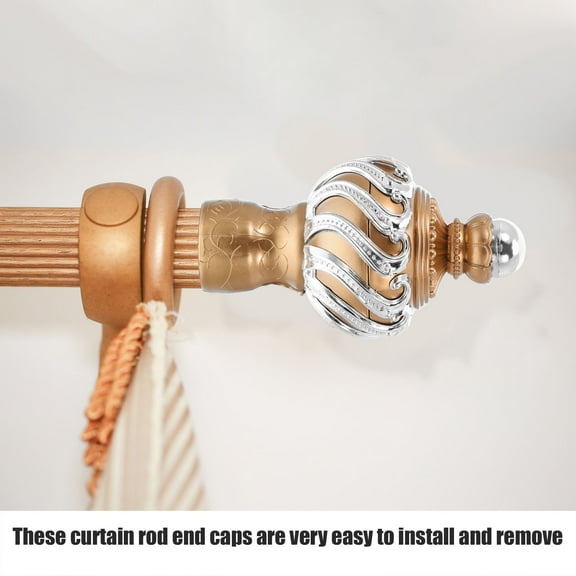 TABLZONE 6pcs Curtain Rod Finial for Decorative Curtain Rod Ends Golden PP Easy Installation Home Decor Window Drapes