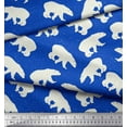 thumbnail image 3 of Soimoi Blue Poly Georgette Fabric Polar Bear Animal Printed Fabric 1 Yard 52 Inch Wide, 3 of 3