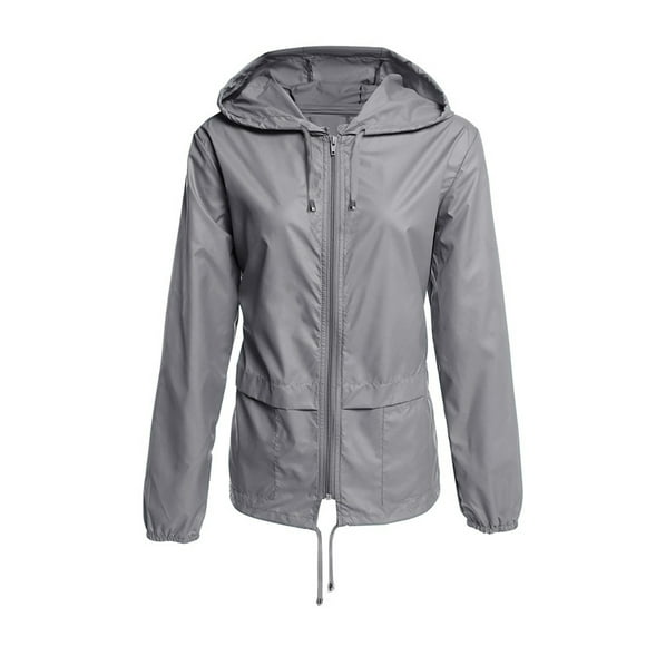 Women Lightweight Hooded Raincoat Waterproof Active Outdoor Rain Jacket With Hoodies Ladies Long Sleeve Casual Slim Fit Zipper Outwear Jacket Coat