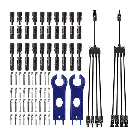 Labymos 20 Pairs Male/Female Solar Panel Cable Connectors with 1 to 4 Branch Y Type