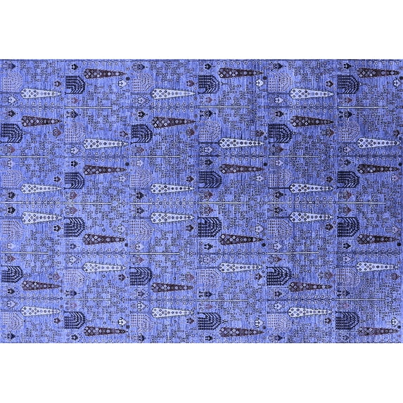 Ahgly Company Indoor Rectangle Oriental Blue Industrial Area Rugs, 8' x 12'
