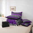 thumbnail image 4 of 7Pcs Leopard Print Comforter Set Full Size,Rustic Cheetah Zebra Texture Patchwork Comforter + Flat Sheet + Fitted Sheet + 2 Pillowcases + 2 Throw Pillow Covers, Purple Chic, 4 of 5