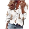 thumbnail image 1 of DXOUPM Women's Long Sleeve Shirts V Neck Dressy Ruffle Elegant Blouse Work Shirt Going Out, 1 of 3