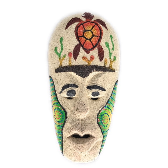 Sand Tiki Mask 8" w/ Turtle - Decorative Primitive Art | #wib370720b