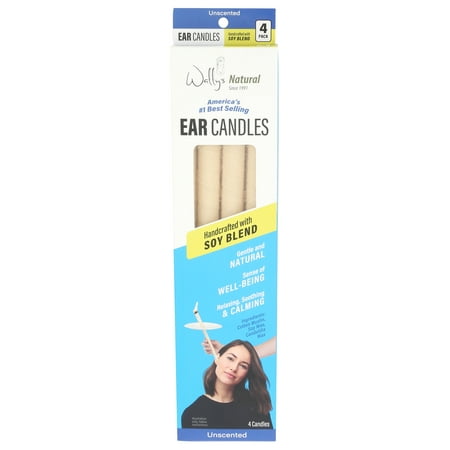 Wally's Natural Unscented Soy Wax Ear Candles, 4 Pack