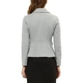 thumbnail image 3 of INSPIRE CHIC Women's Peter Pan Collar Button Decor Peplum Blazer XS Grey White, 3 of 7