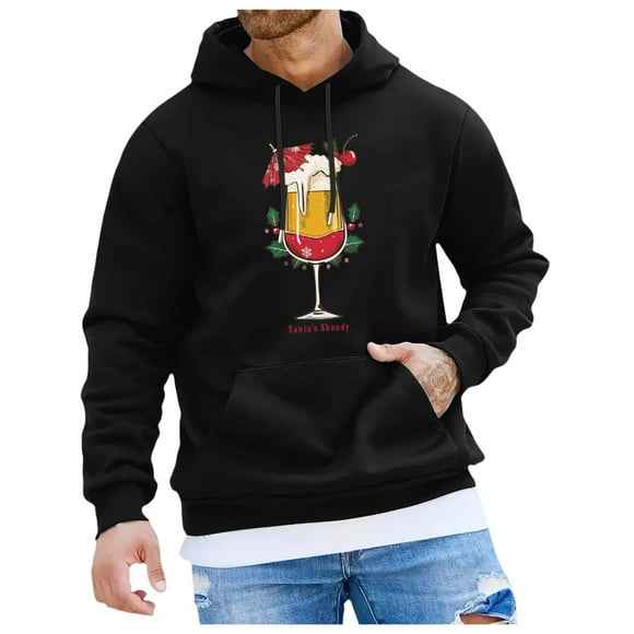 EHQJNJ Flannel Hoodie Men's Winter Christmas Hoodie Sweatshirt Printed Pocket Drawstring Hooded Sweatshirt Plain Hoodie Men's Sweatshirts No Hood with Pockets