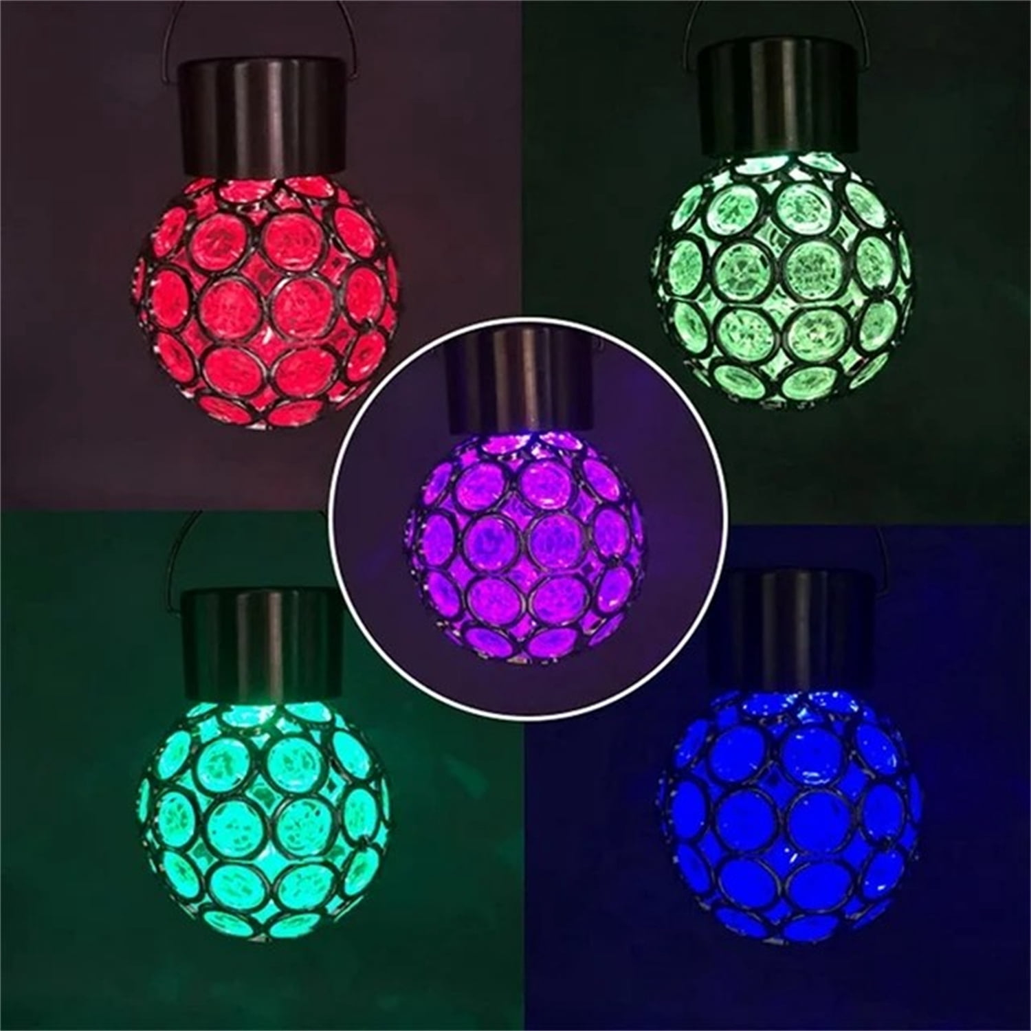 Bexikou 4 Pack Hanging Solar Lights Outdoor, Decorative Ball Lights Waterproof Solar Lanterns with Handle for Garden, Walkway, Tree, or Holiday Decoration - Color Changing