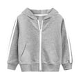 thumbnail image 2 of Lycaql Toddler Cute Jacket Zip Sweatshirt Color Solid Zip up Long Sleeve Hoodie Top Boys Girls Kids Boys Coat Warm Outwear (Light Gray,12-18 Months), 2 of 7