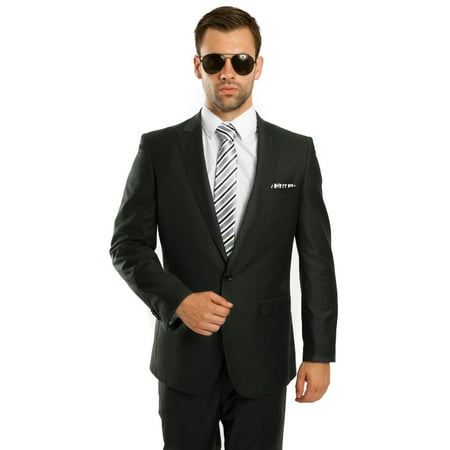 MEN'S TWO PIECE ULTRA SLIM FIT SOLID SUIT /ONE BUTTON JACKET