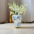thumbnail image 6 of TISHITA Blue and White Porcelain Ginger Jar Ceramic Flower Vase Handicraft with Lid Tabletop Ornament Storage Jar for Entrance Office, 6 of 8