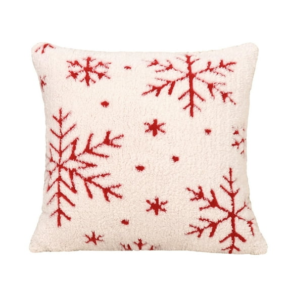 Red Velvet Snowflake Christmas Pillow Living Room Sofa Bedroom Cushion Home Fabric Decoration Polyester Material Red Color Soft Comfort Festive