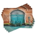 thumbnail image 1 of Ambesonne Venice Place Mats Set of 4, Building Door, Standard Size, Cinnamon Sky Blue, 1 of 6