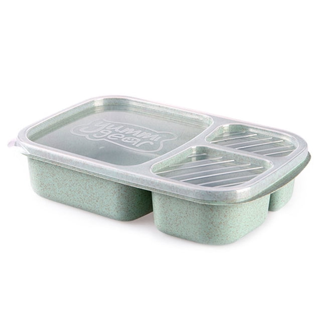 Inteprter Recipiente de comida de paja de trigo de alta , 1 unidad, horno microondas, contenedor de almacenamiento de alimentos para estudiantes Organizadores de utensilios de cocina verde