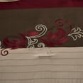 thumbnail image 4 of Chezmoi Collection 7-Piece Luxury Floral Leaves Embroidery Comforter Set, Queen, Burgundy/Taupe/Brown, 4 of 9